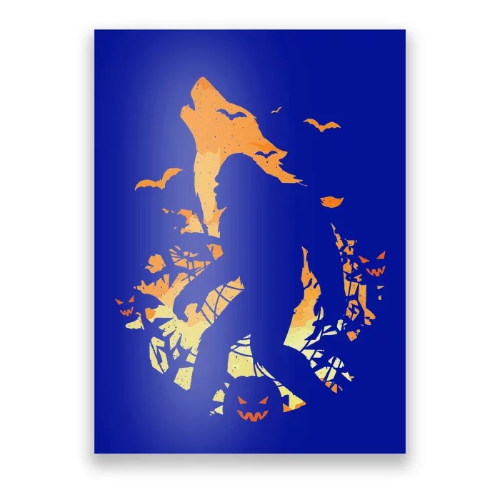 Bigfoot Wolf Halloween Costume Sasquatch Pumpkin Poster