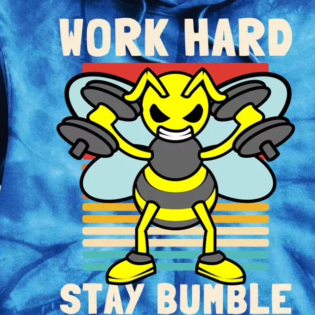 Bee Work Hard Stay Bumble Weightlifting Bees Gym Pun Humble Gift Tie Dye Hoodie