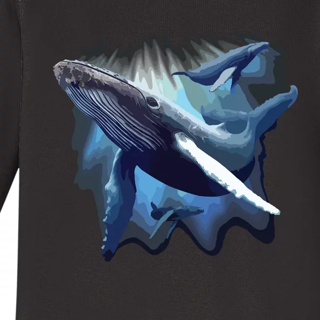 Blue Whale Humpback Marine Sea Animal Ocean Save Whales Baby Long Sleeve Bodysuit