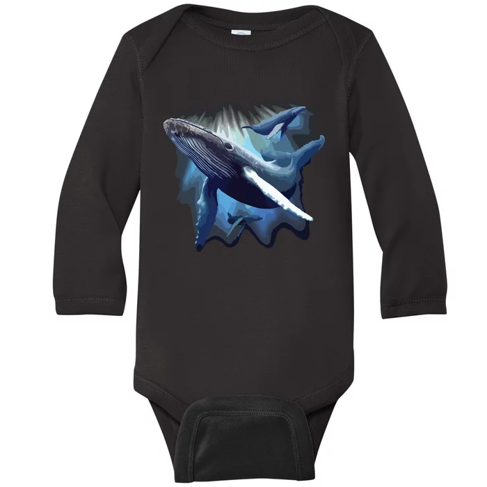 Blue Whale Humpback Marine Sea Animal Ocean Save Whales Baby Long Sleeve Bodysuit