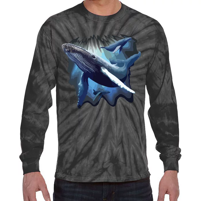 Blue Whale Humpback Marine Sea Animal Ocean Save Whales Tie-Dye Long Sleeve Shirt