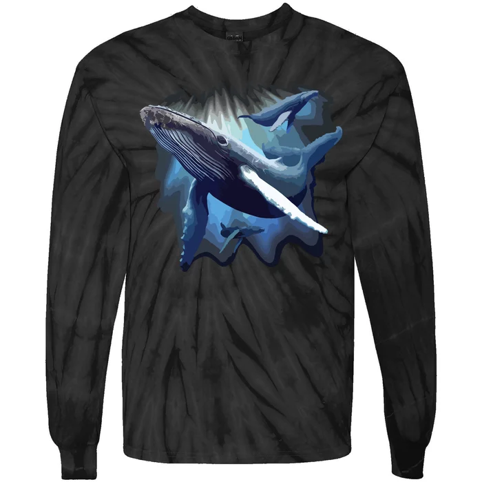 Blue Whale Humpback Marine Sea Animal Ocean Save Whales Tie-Dye Long Sleeve Shirt