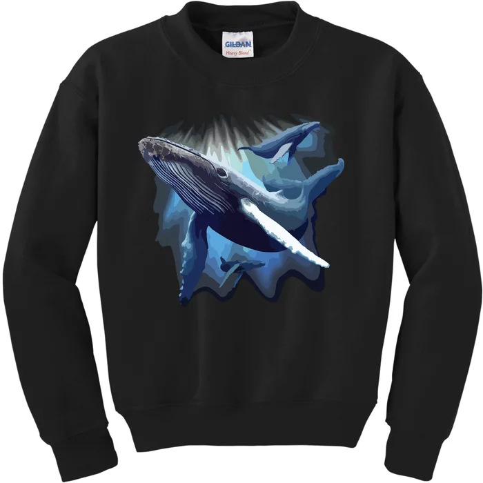 Blue Whale Humpback Marine Sea Animal Ocean Save Whales Kids Sweatshirt