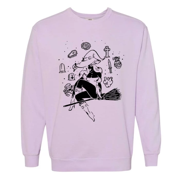 Basic Witch Horror Garment-Dyed Sweatshirt