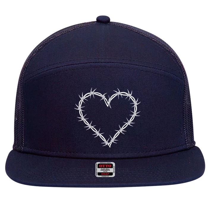 Barbed Wire Heart Grunge Punk Goth Gothic E Girl Aesthetic 7 Panel Mesh Trucker Snapback Hat