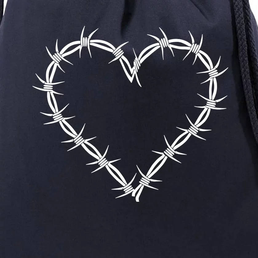 Barbed Wire Heart Grunge Punk Goth Gothic E Girl Aesthetic Drawstring Bag