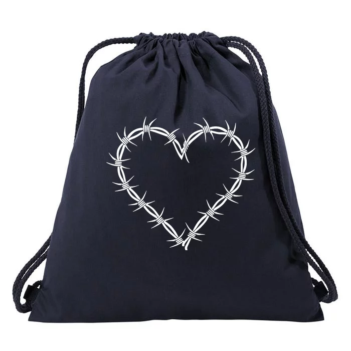 Barbed Wire Heart Grunge Punk Goth Gothic E Girl Aesthetic Drawstring Bag