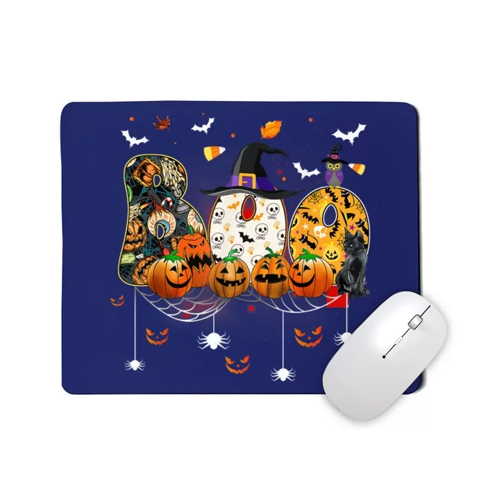 Boo Witch Hat Spider Bat Trick or Treat Halloween Costume Mousepad