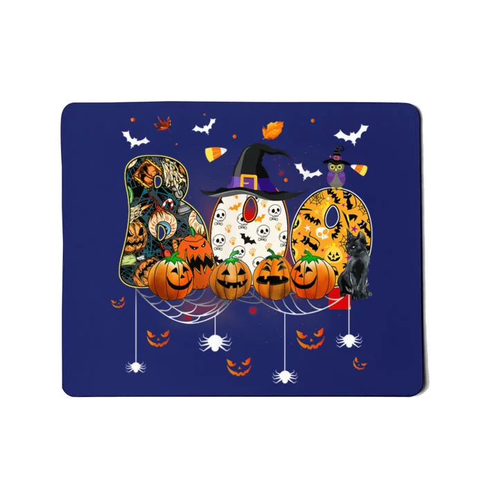 Boo Witch Hat Spider Bat Trick or Treat Halloween Costume Mousepad