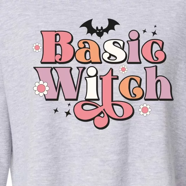 Basic Witch Halloween Reto Gifts Cute Funny Cropped Pullover Crew