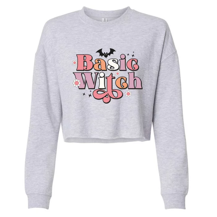 Basic Witch Halloween Reto Gifts Cute Funny Cropped Pullover Crew