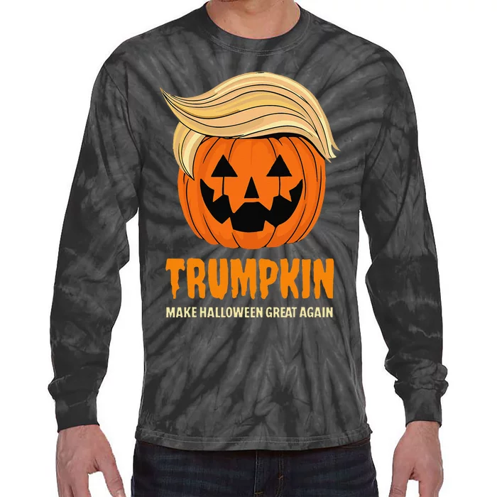 Blonde Wig Halloween Pumpkin Tie-Dye Long Sleeve Shirt