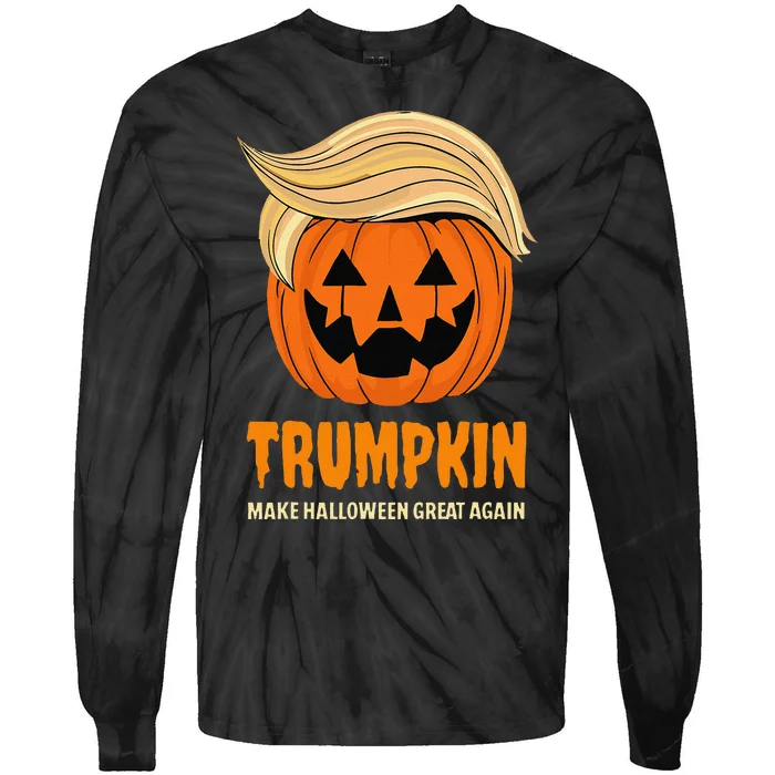 Blonde Wig Halloween Pumpkin Tie-Dye Long Sleeve Shirt