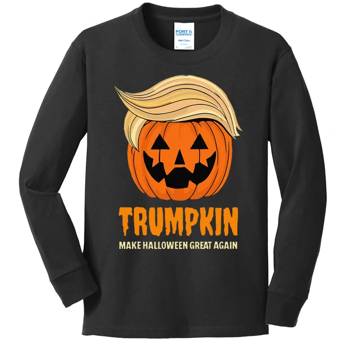 Blonde Wig Halloween Pumpkin Kids Long Sleeve Shirt