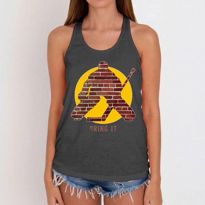 Brick Wall Hockey Goalie Women's Knotted Racerback Tank