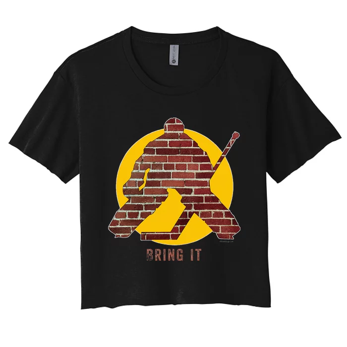 Brick Wall Hockey Goalie Women's Crop Top Tee