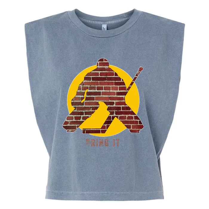 Brick Wall Hockey Goalie Garment-Dyed Women's Muscle Tee