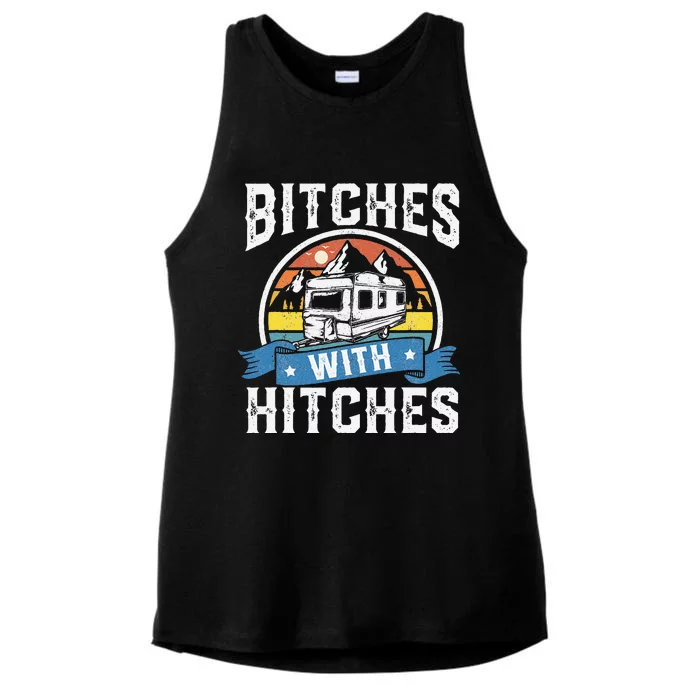 Bitches With Hitches Funny Camper Rv Camping Gift Ladies Tri-Blend Wicking Tank