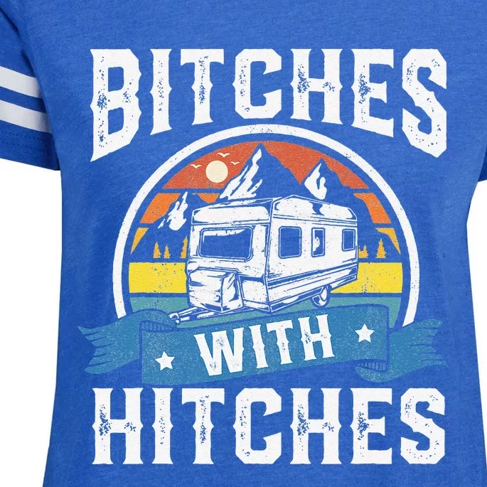 Bitches With Hitches Funny Camper Rv Camping Gift Enza Ladies Jersey Football T-Shirt