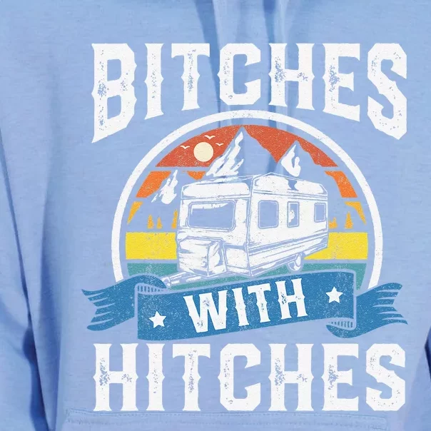 Bitches With Hitches Funny Camper Rv Camping Gift Unisex Surf Hoodie