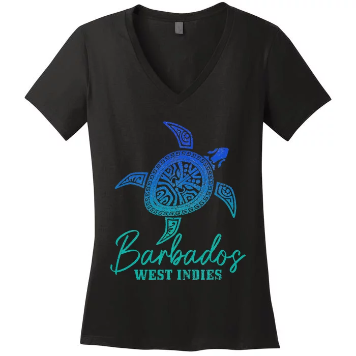 Barbados West Indies Bajan Sea Turtle Scuba Diving Women's V-Neck T-Shirt