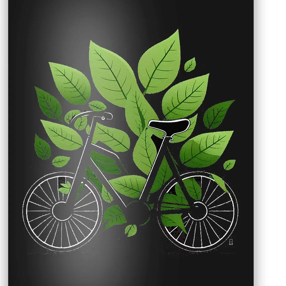 Biking Walking in Nature Bike Lover black bike green leaf Poster