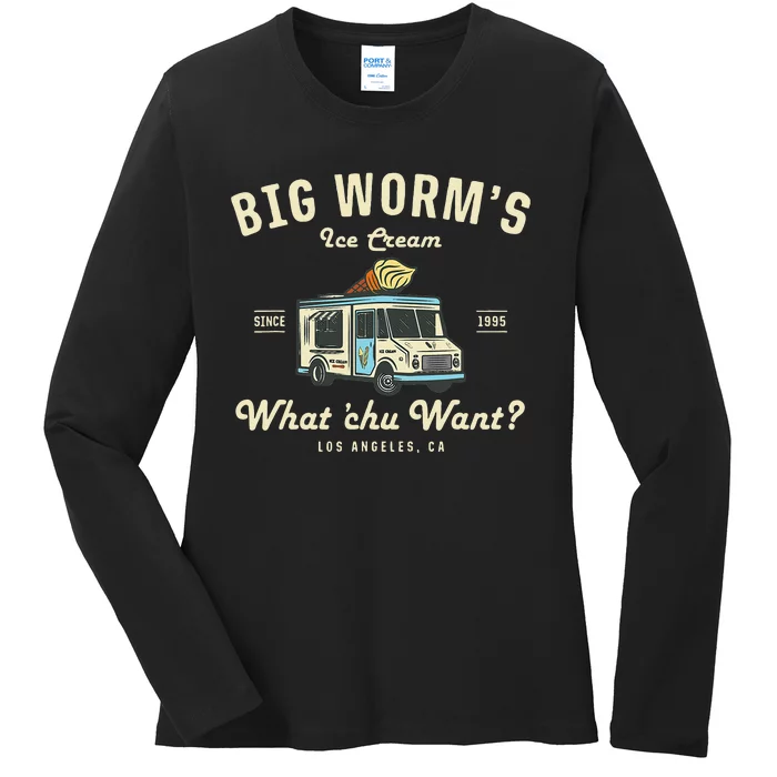 Big Worms Ice Cream Truck What Chu Want Ladies Long Sleeve Shirt