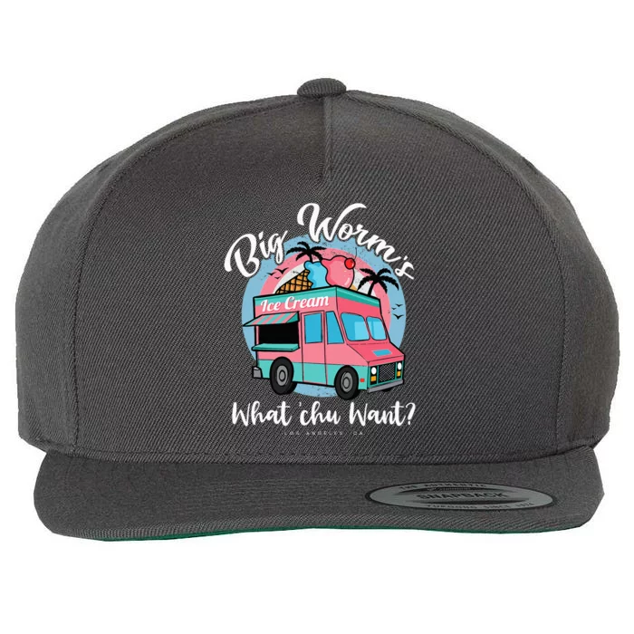 Big Worms Ice Cream Truck What Chu Want Men Summer Vacation Wool Snapback Cap