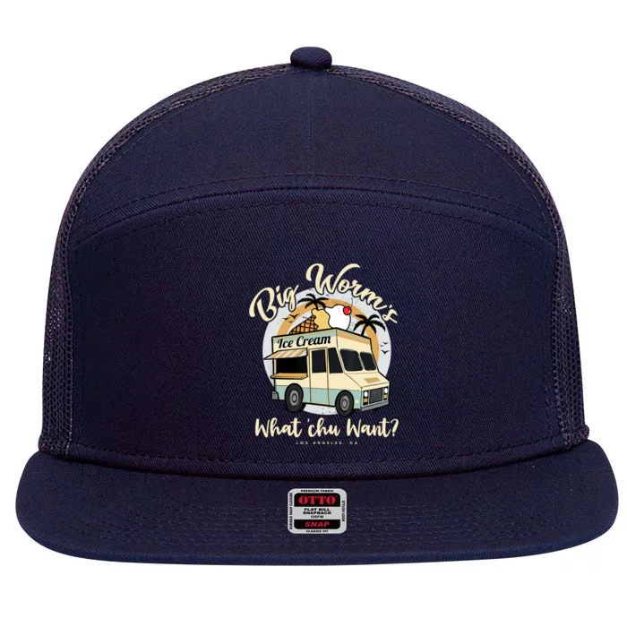 Big Worm's Ice Cream What Chu Want? Hello Summer Sea & Beach 7 Panel Mesh Trucker Snapback Hat