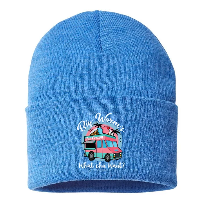 Big Worms Ice Cream Truck What Chu Want Summer Vacation Sustainable Knit Beanie