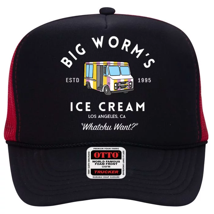 Big Worm&39;s Ice Cream &Quot;Whatchu Want&quot; Los Angeles CA High Crown Mesh Trucker Hat