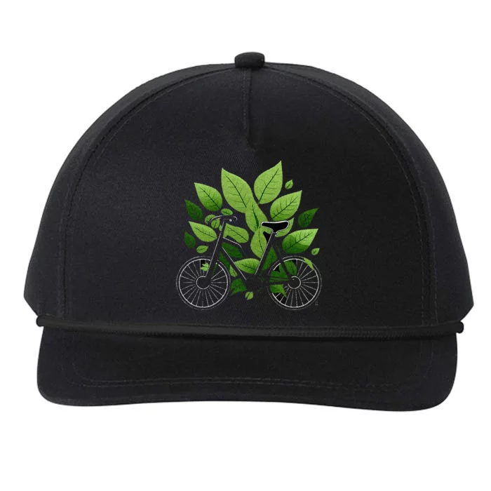 Biking Walking In Nature Bike Lover Black Bike Green Leaf Snapback Five-Panel Rope Hat