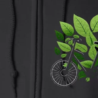 Biking Walking In Nature Bike Lover Black Bike Green Leaf Full Zip Hoodie