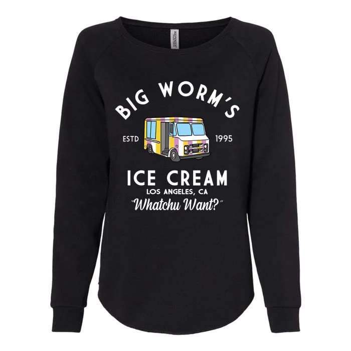 Big Worms Ice Cream Truck Vintage 1995 Womens California Wash Sweatshirt