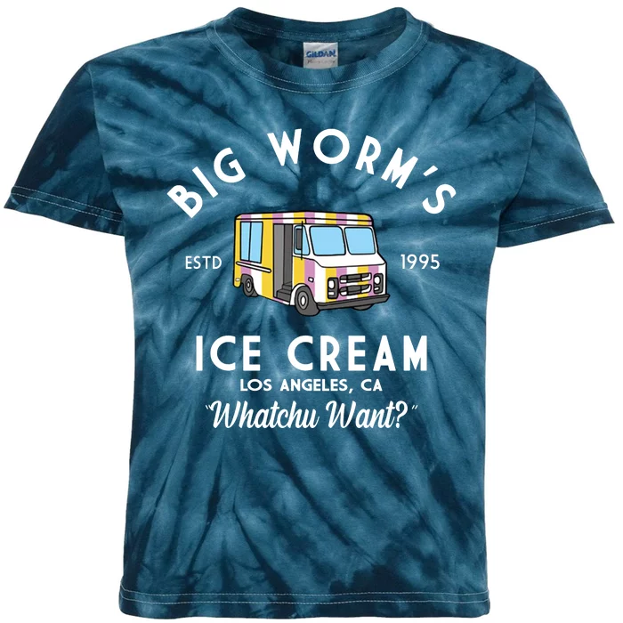 Big Worms Ice Cream Truck Vintage 1995 Kids Tie-Dye T-Shirt