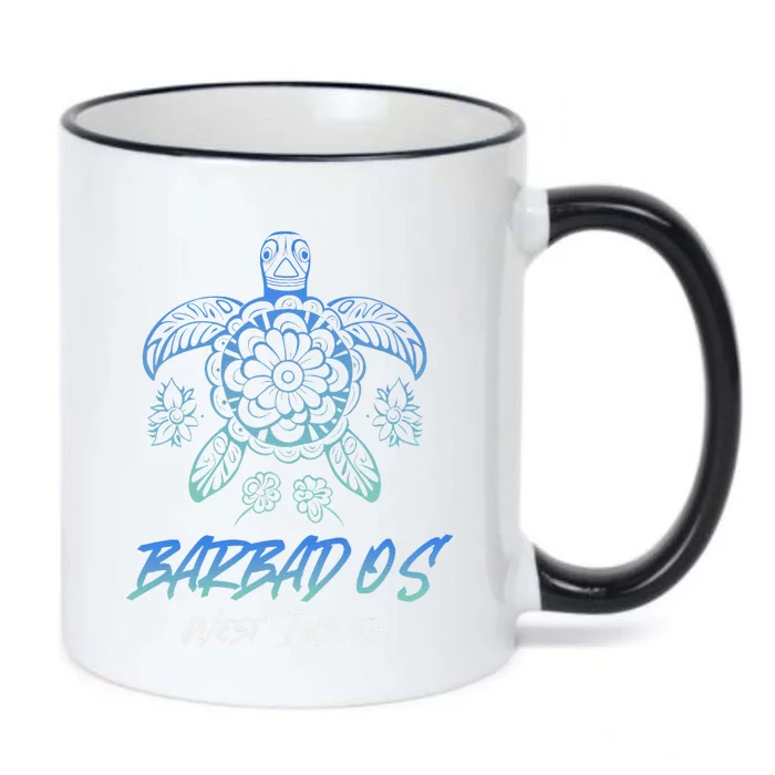 Barbados West Indies Beach Vacation Sea Turtle Tribal Black Color Changing Mug