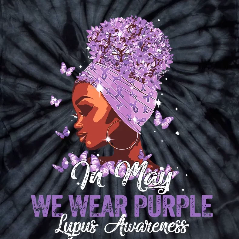 Black Women In May We Wear Purple Ribbon Lupus Awareness Tie-Dye T-Shirt