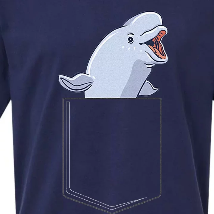 Beluga Whale In A Pocket Save The Whales Pocket Beluga Sueded Cloud Jersey T-Shirt