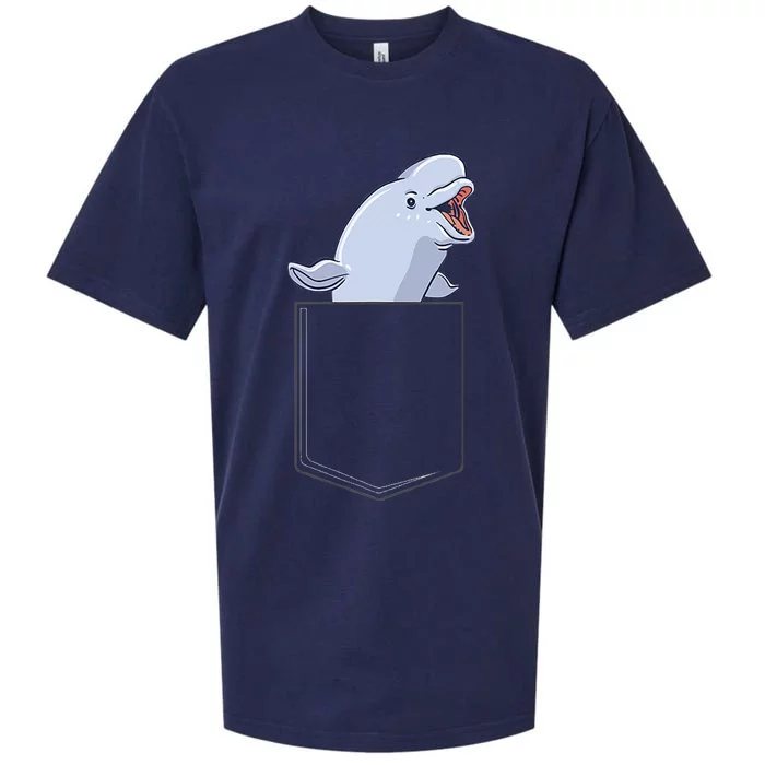 Beluga Whale In A Pocket Save The Whales Pocket Beluga Sueded Cloud Jersey T-Shirt