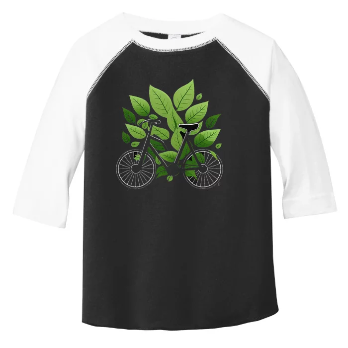 Biking Walking in Nature Bike Lover black bike green leaf Toddler Fine Jersey T-Shirt