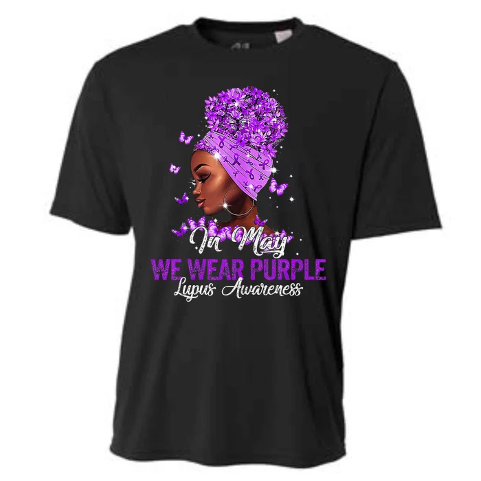 Black Wo In May We Wear Purple Ribbon Lupus Awareness Cooling Performance Crew T-Shirt