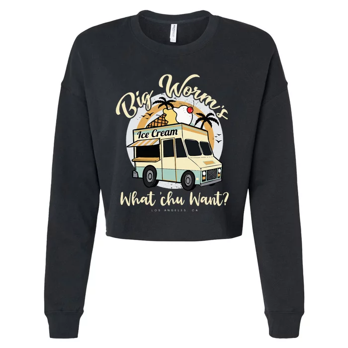 Big Worm's Ice Cream What Chu Want Hello Summer Sea & Beach Cropped Pullover Crew