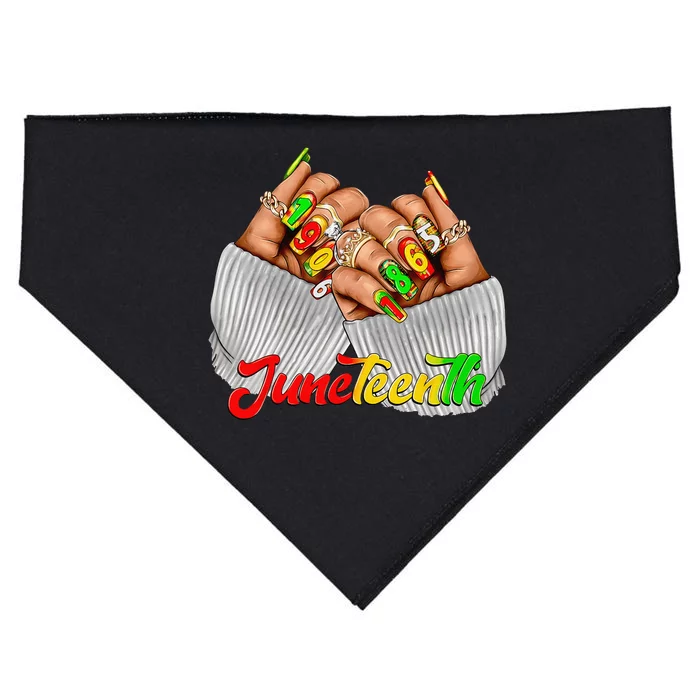 Black Woman Juneteenth Nails Juneteenth Afro Woman Hands USA-Made Doggie Bandana