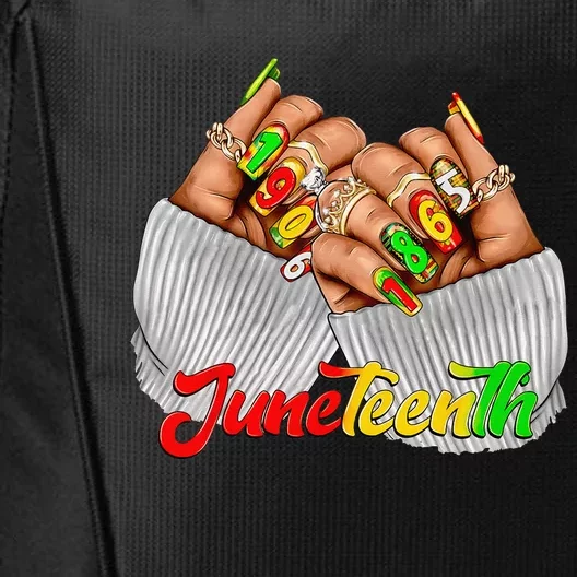 Black Woman Juneteenth Nails Juneteenth Afro Woman Hands City Backpack