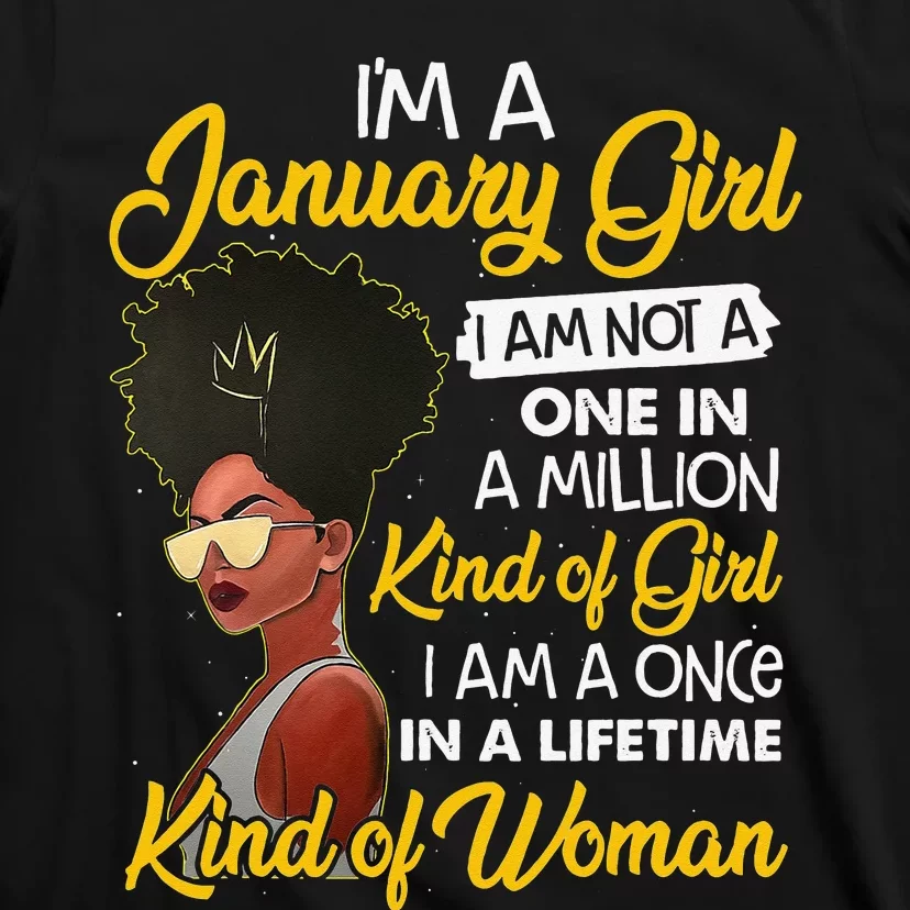 Black Wo January Birthday Gifts I'm A January Queen T-Shirt