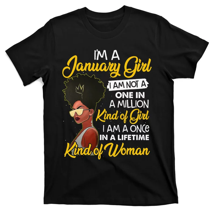 Black Wo January Birthday Gifts I'm A January Queen T-Shirt