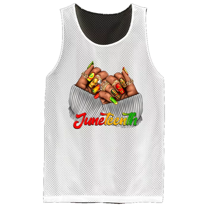 Black Woman Juneteenth Nails Mesh Reversible Basketball Jersey Tank