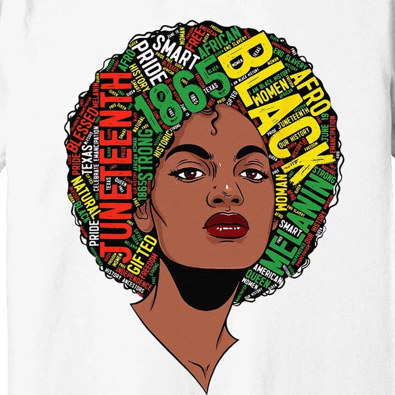 Black Woman Juneteenth 1865 Freedom Afro African American Premium T-Shirt