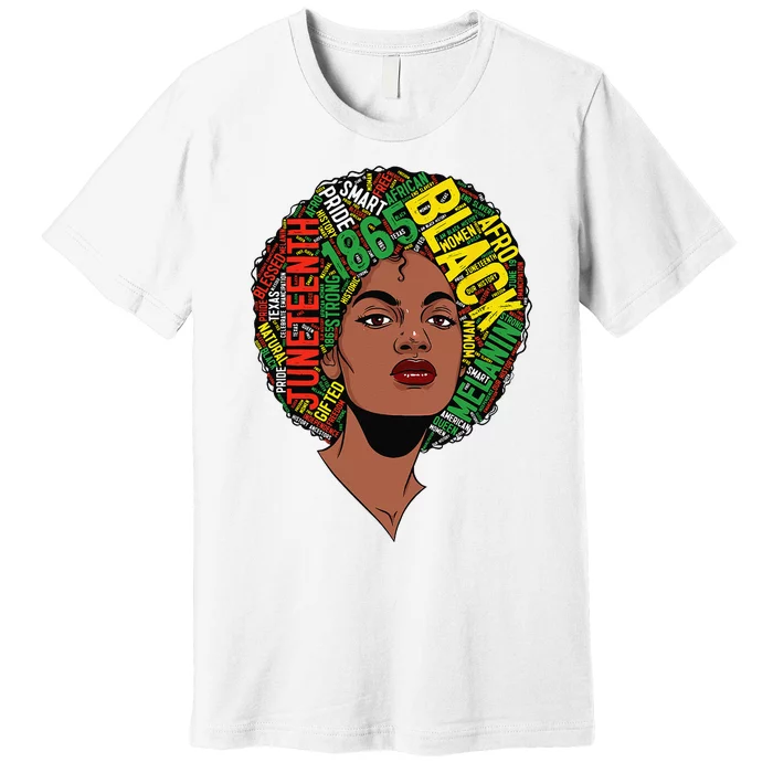 Black Woman Juneteenth 1865 Freedom Afro African American Premium T-Shirt