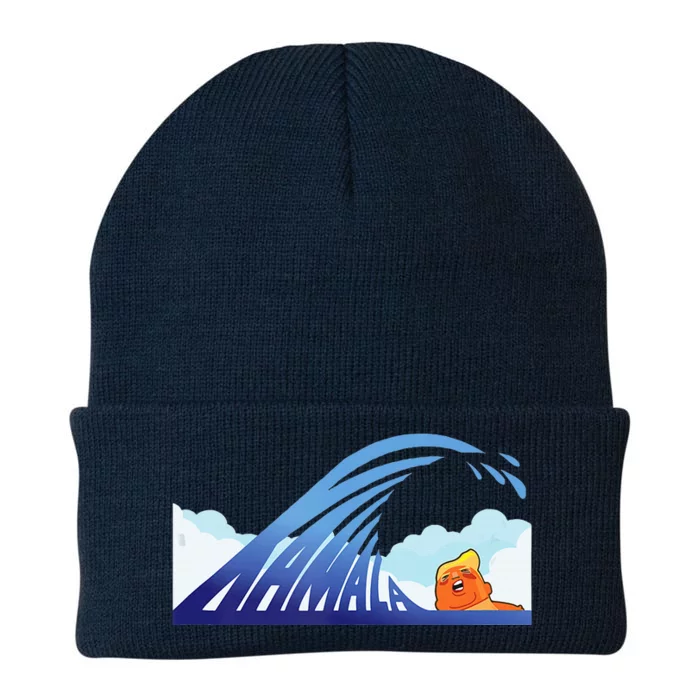 Blue Wave Kamala Harris Trump Knit Cap Winter Beanie